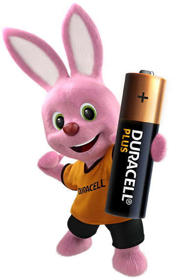 Bunny introducing Duracell Alkaline Plus Type AA size battery