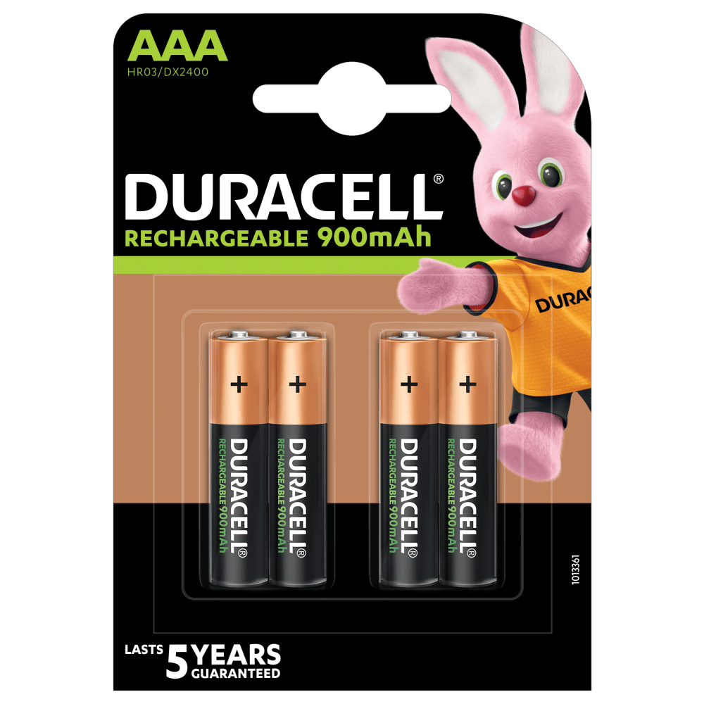 Duracell Rechargeable 900mAh AAA Batteries 4 piece pack