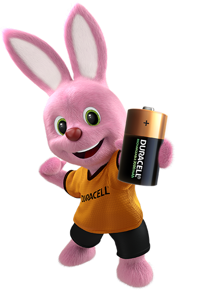 Bunny introducing Duracell Rechargeable C-size battery 3000mAh