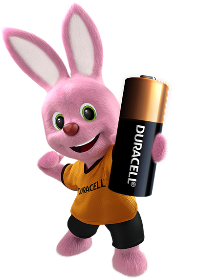 Bunny introducing Duracell Specialty Alkaline MN21 size 12V battery
