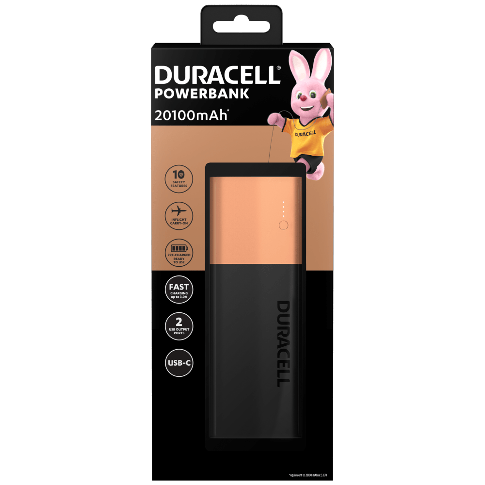 Duracell Rechargeable Powerbank 3350mAh for Apple, Android and most usb-powered devices