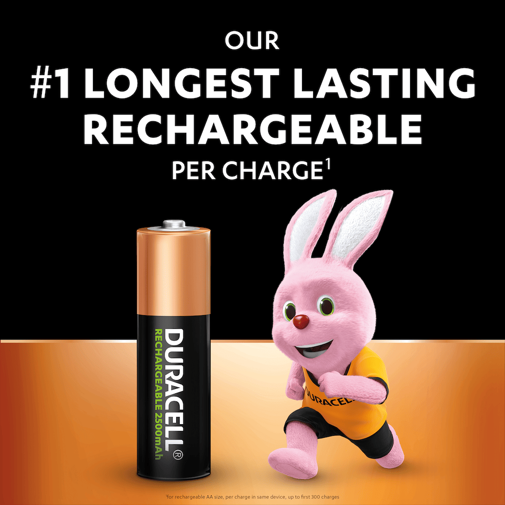 Duracell Rechargeable AA Batteries - 4 Pack 2500mAh NiMH